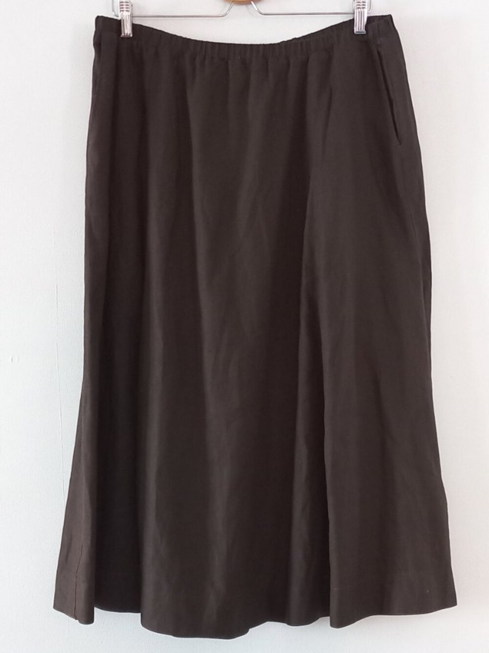 OUI linen dark brown midi skirt